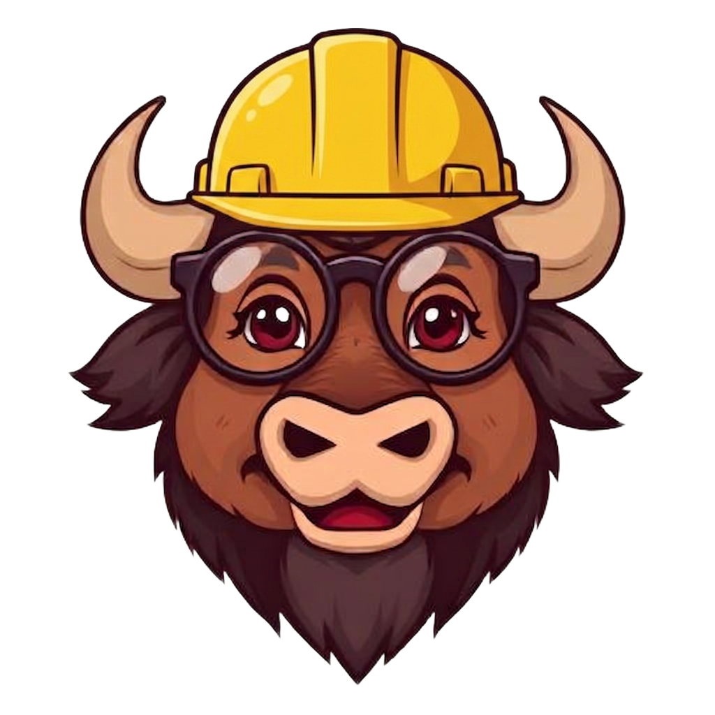 Telakus bison wearing a yellow hard hat